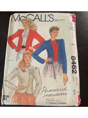McCall's Misses Coat Sewing Pattern Size 8 8462 Uncut